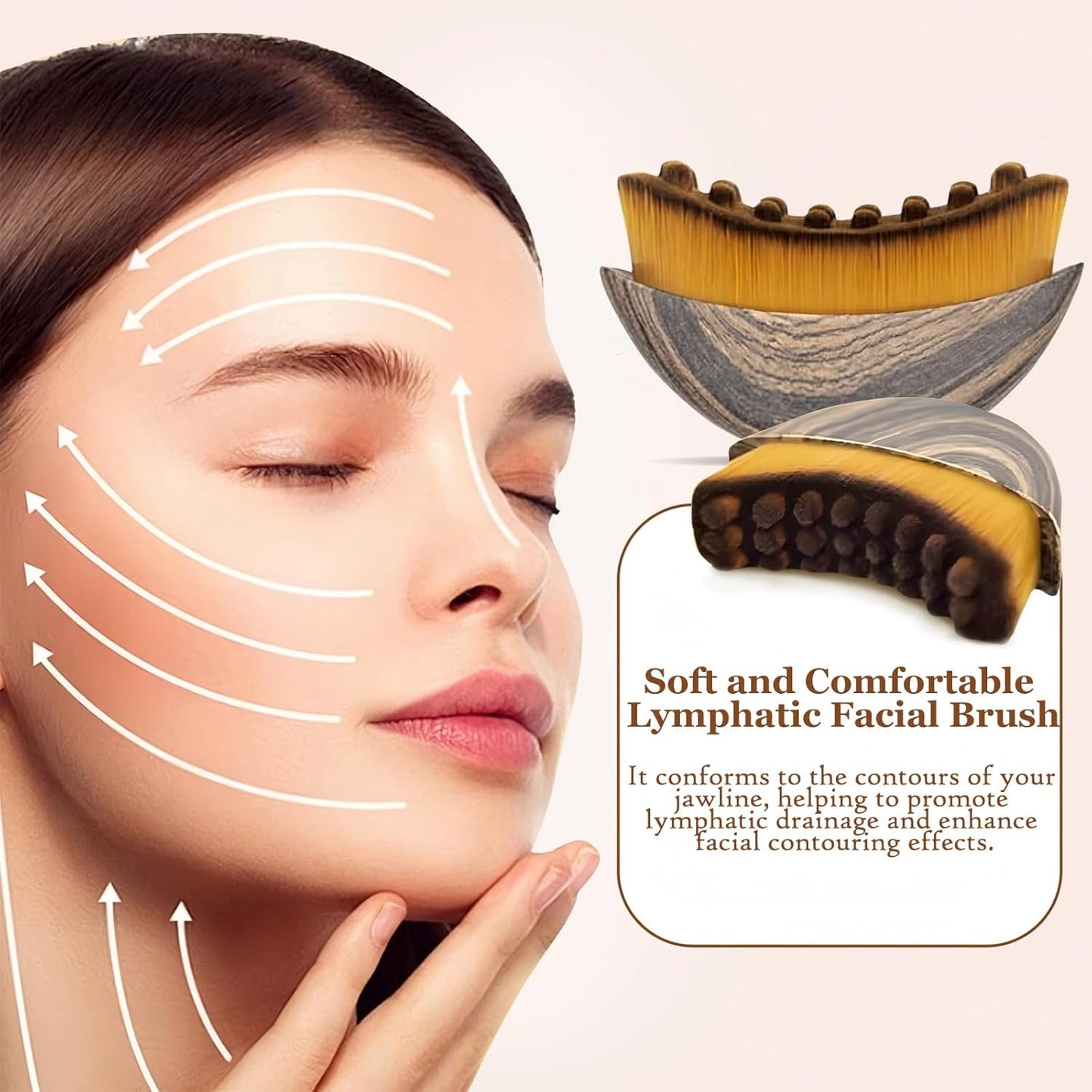 2 PCS Lymphatic Contour Face Brush, Lymphatic Drainage Massager, Ergonomic Face Beauty Tool，Designed to Fit The Skin Precisely and Relieve Fatigue for All Skin Types