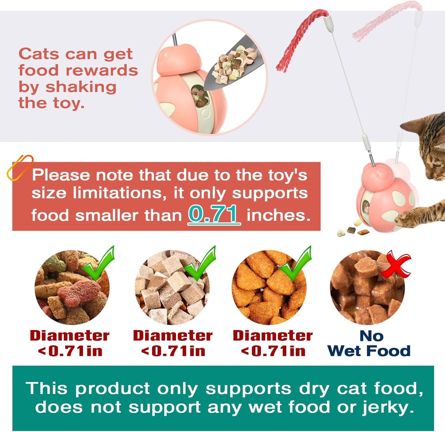 Cat Interactive Toy Treat Dispenser Cat Tumbler Toy with Teaser Wand Cat Toy Bowl Slow Feeder