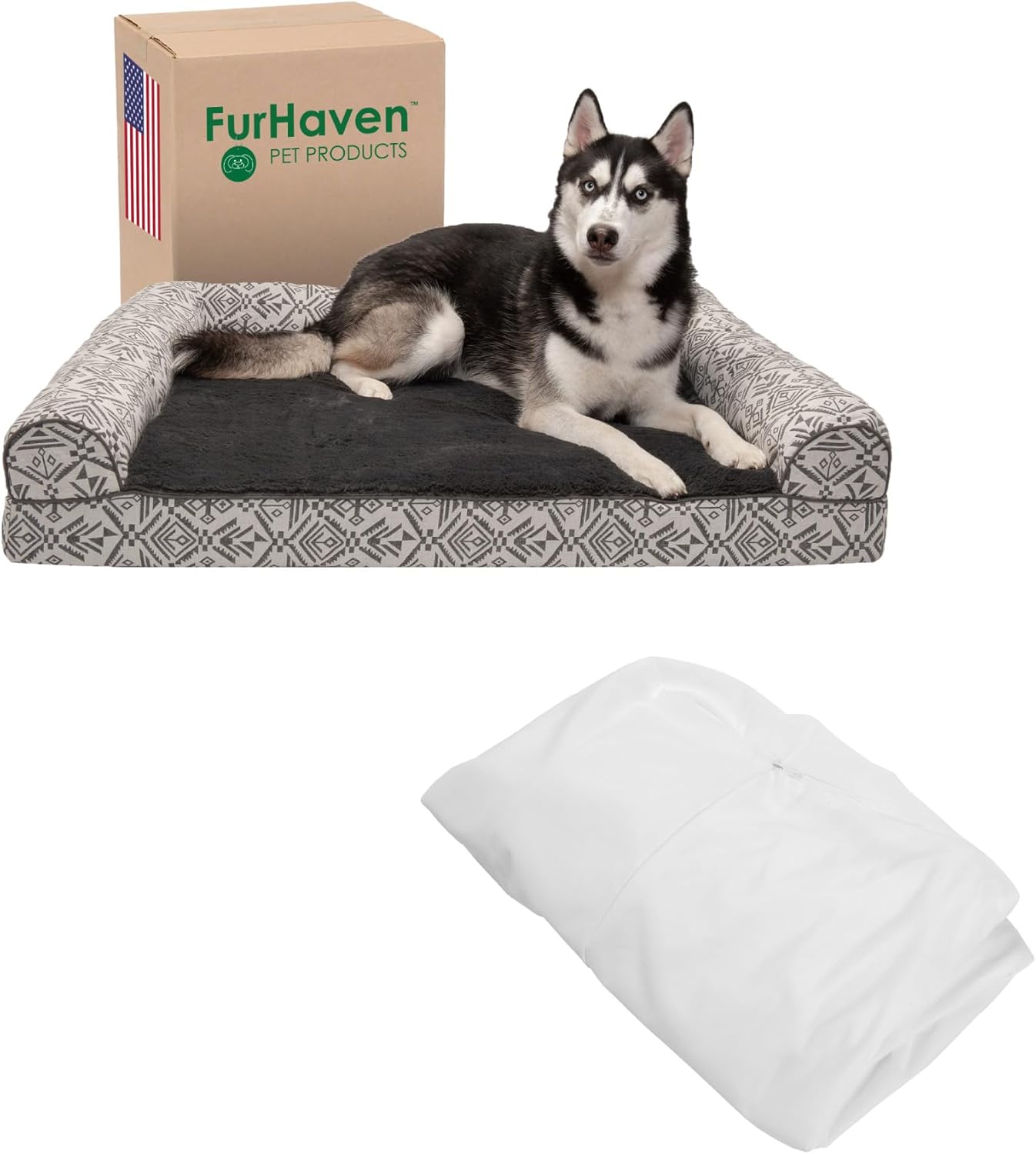 Furhaven dog bed SOFA Sofa - Boulder Gray, Jumbo/XL W/same size waterproof liner