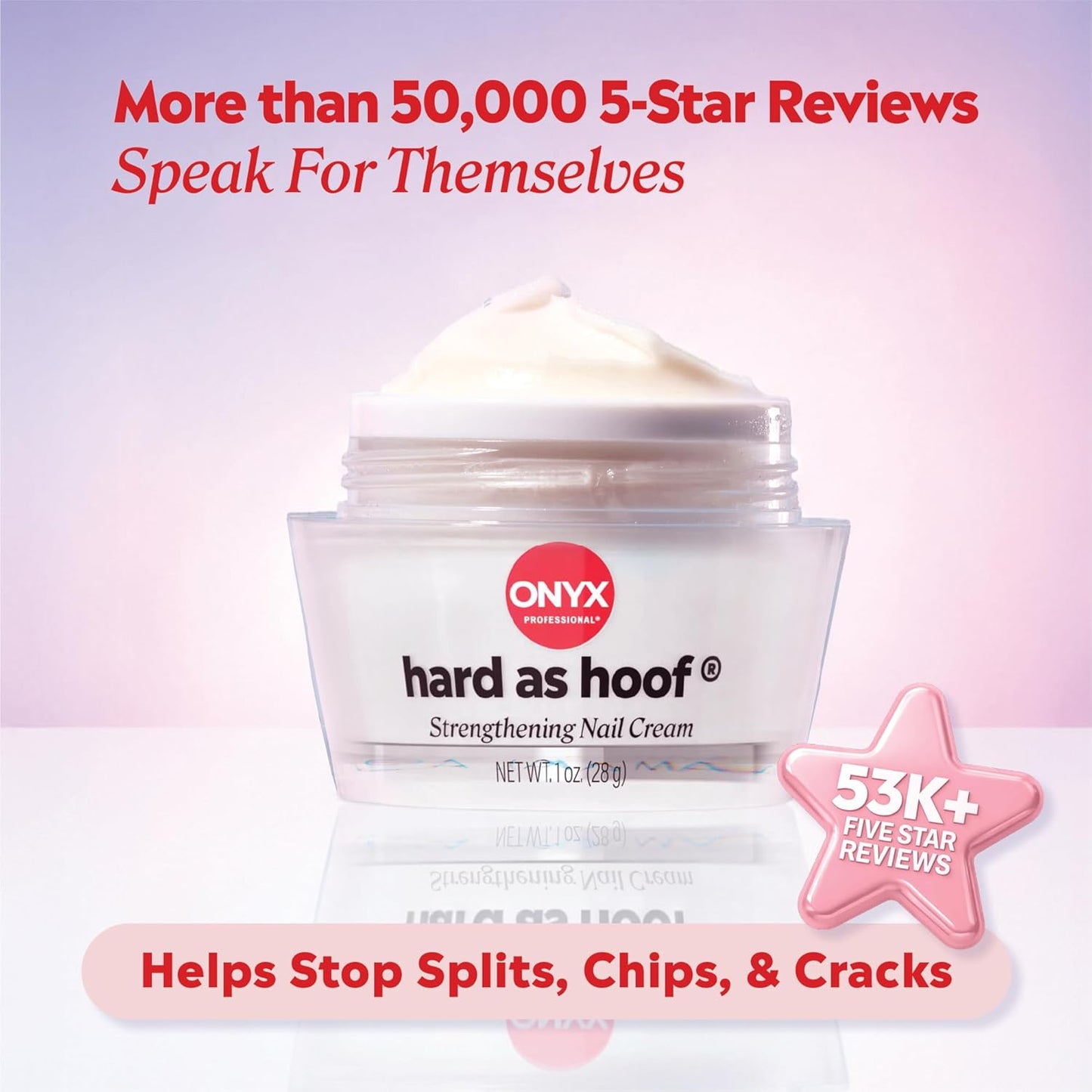 Onyx Professional Hard as Hoof Nail Strengthening Cream, Cherry Almond Scent - Made in USA, Nail Growth & Conditioning Cuticle Cream Stops Splits, Chips, Cracks & Strengthens Nails, 1 oz
