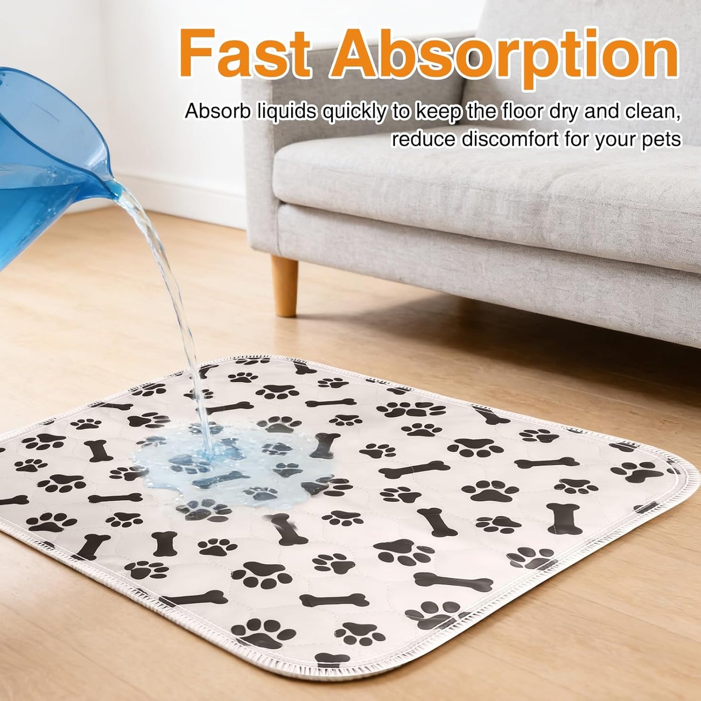 Puppy Pads with Pheromones, Washable Puppy Pee Pads for Dogs & Cats -Leak & Odor Proof, Non-Slip Base Training Pads for Home & Travel, Easy to Clean & Reusable (Medium: 27.5" × 31.5")