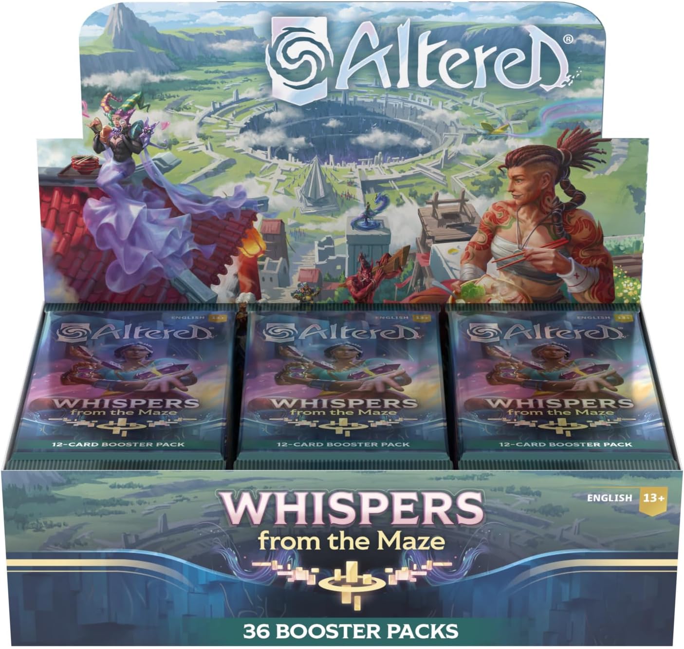 Altered Whispers from The Maze 36-Pack Booster Display - Unique Deck Building, Strategic Non-Combat Gameplay, Collectible Trading Card Game, Ages 13+, 2 Players, 20-30 Minute Playtime