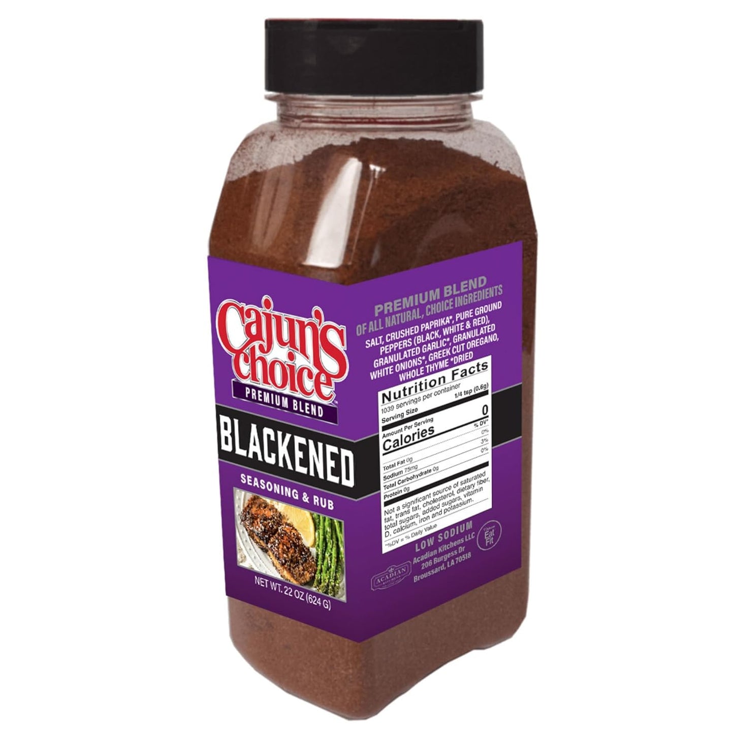 Blackened Seasoning 22 oz Food Service – Ideal for Grilling or Cooking Fish, Chicken, Pork, Steak, Vegetables, Burgers, Salmon, Soups & More - Great for Restaurant Kitchens – Adds Authentic Louisiana Flavor - By Cajun's Choice