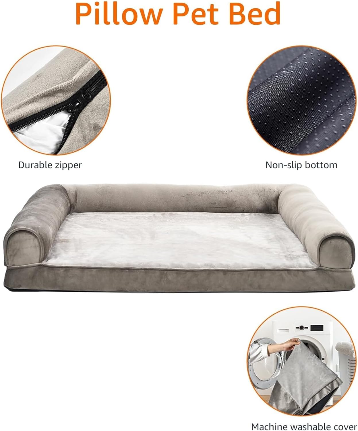 Amazon Basics Dog Bed with Cooling Gel Memory Foam, Pressure-Relief Support for Dogs up to 55lbs, Non-Slip Bottom, Machine Washable Cover, Large Sized (36" x 27"), Taupe