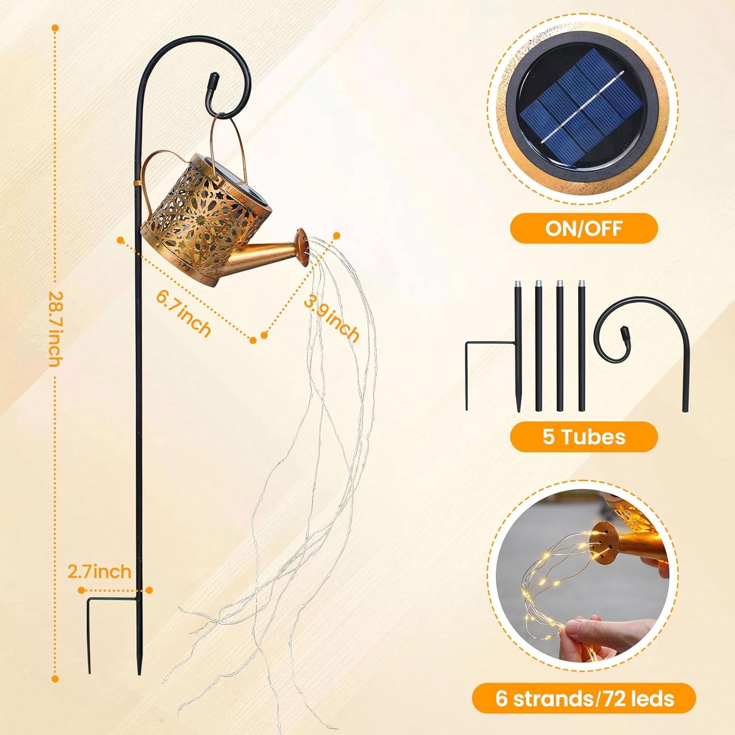 1 Pack Solar Watering Can Lantern, Hanging Light Outdoor Waterproof, Hanging Lantern Decorative, Garden Decoration Gift for Women Mom