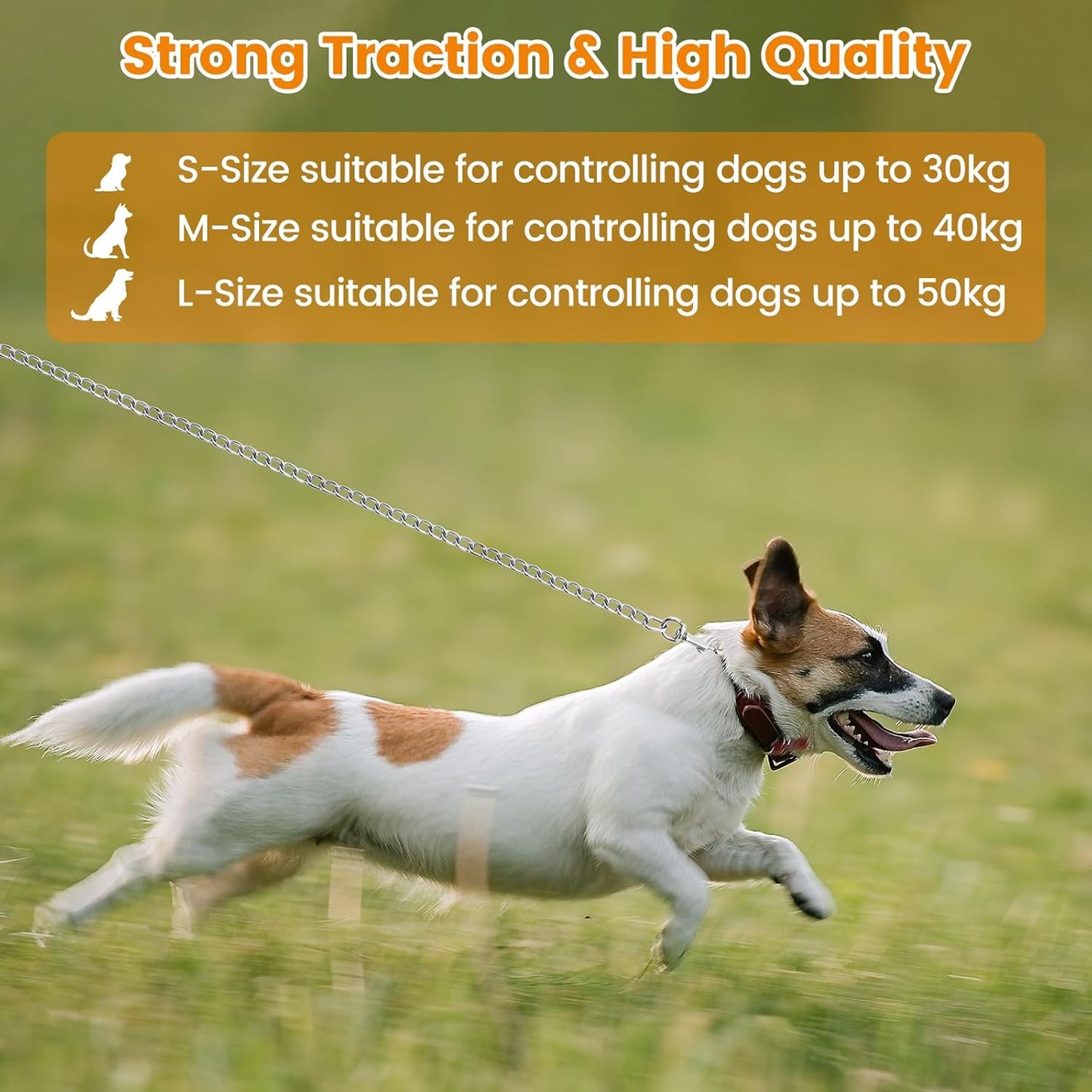 PETTOM Heavy Duty Metal Dog Leash, Chew Proof Chain Leash with Soft Padded Handle for Large & Medium Dogs, Training & Walking Chain Dog Lesh (6Ft/4.0mm, Black)