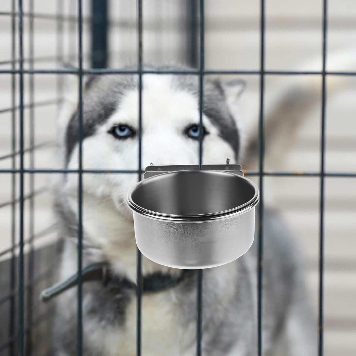 Milisten Raised Dog Bowl and Water Dish with Double Screw Mount, 10cm Stainless Steel Elevated Pet Feeder for Crates and Kennels, Non-Spill Hanging Feeding Bowl for Dogs and Cats