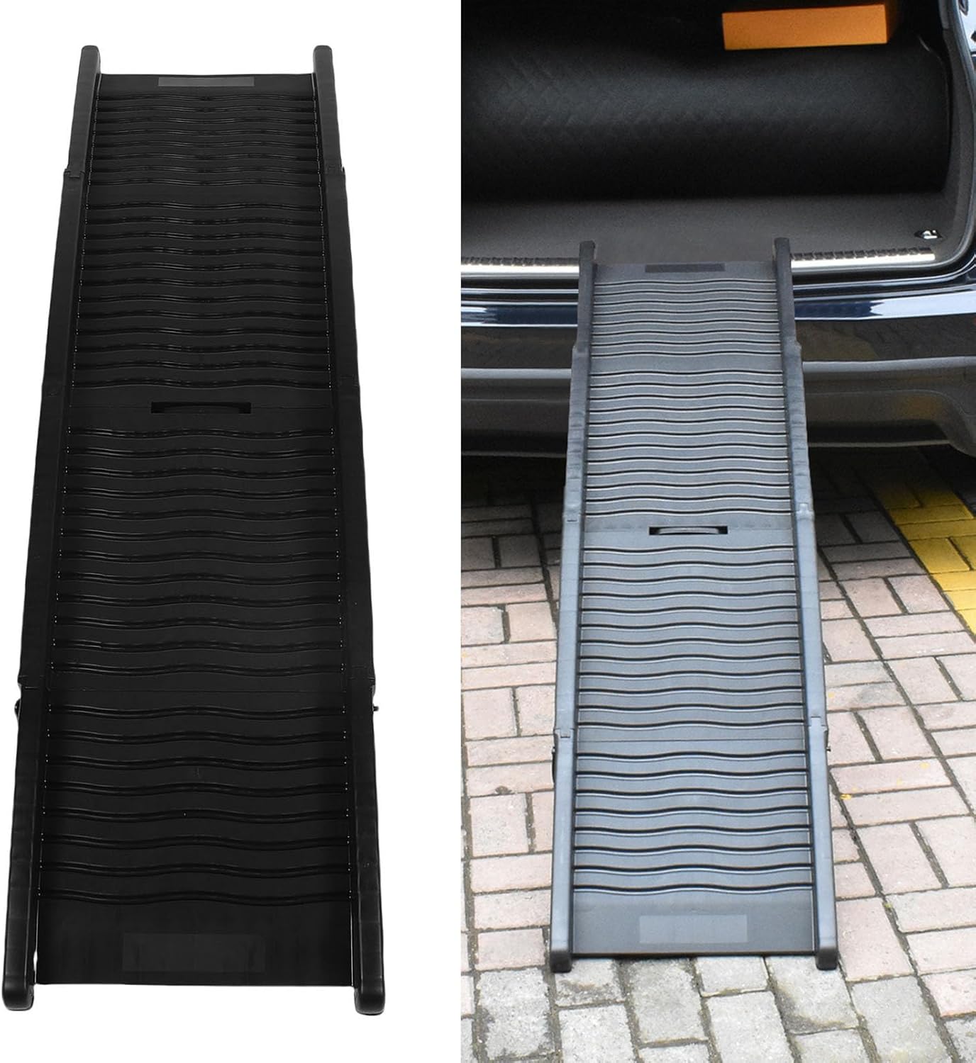 Luqeeg Foldable Dogs Ramp for Car, Anti Slip Outdoor Portable Pet Ramp Dogs Steps with Stable Design for Travel Car SUV Sedans Truck Pet Stairs, 59.44in x 15.35in