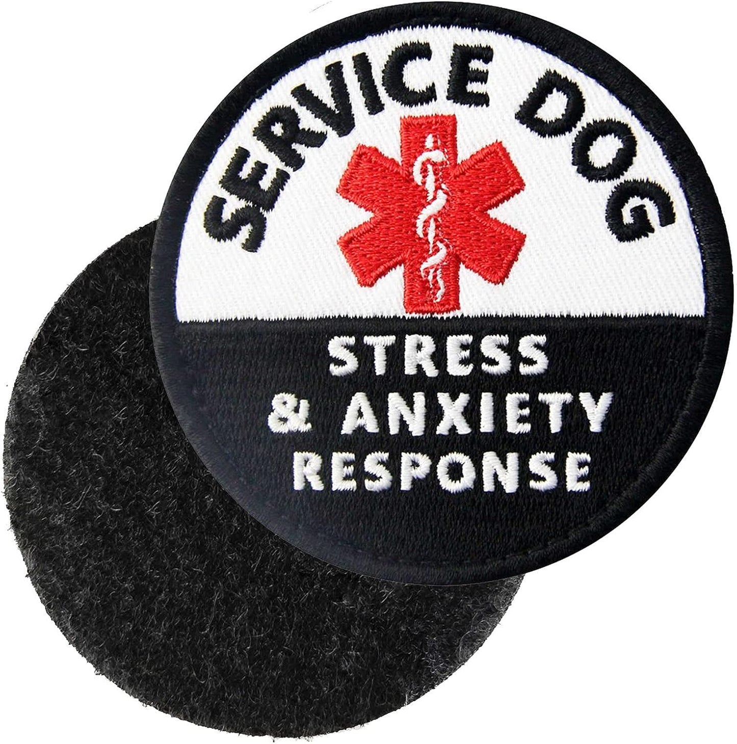EMS Stress & Anxiety Response Service Dog Patch, Embroidered Emblem Hook & Loop Morale Patch for Dog Vests Gear Collar