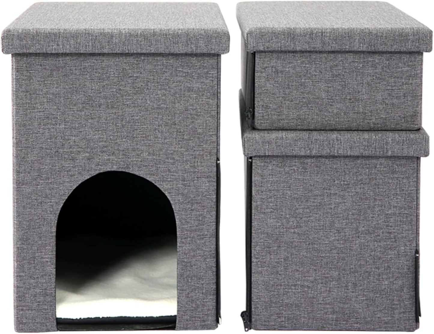 Ahsfield & Harkness 3 Step Pet Stairs, Ladder for Cats or Small Dogs, Ramp for Bed or Couch for Safe Access. Convient Folding Stair Helper with Storage. Holds up to 60 lbs.