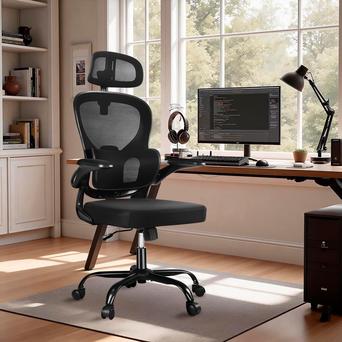 Ergonomic Office Chair, 400 LBS Office Chair Computer Rolling Comfortable Gaming Mesh Office Chair with Adjustable Lumbar Support High Back Desk Chair for Home Work (Higher)