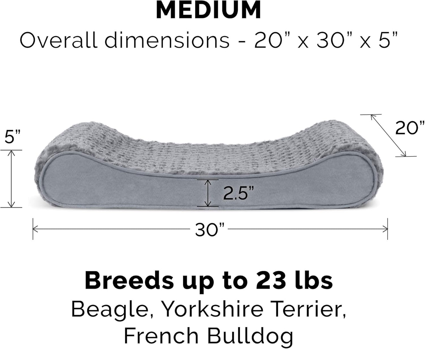 Furhaven Dog Bed Luxe Lounger Gray, Medium W/Same Size Waterproof Liner