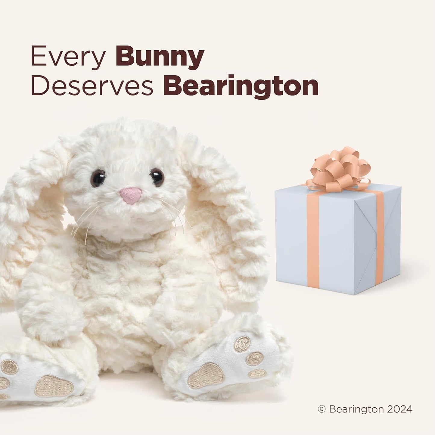 Bearington Creamy The Easter Bunny Stuffed Animal - 10" Soft Plush Rabbit Toy with Fluffy Fur - Adorable Toy Bunny with Cuddly Design - Cute Easter Stuffed Animal Gift for Kids and Babies