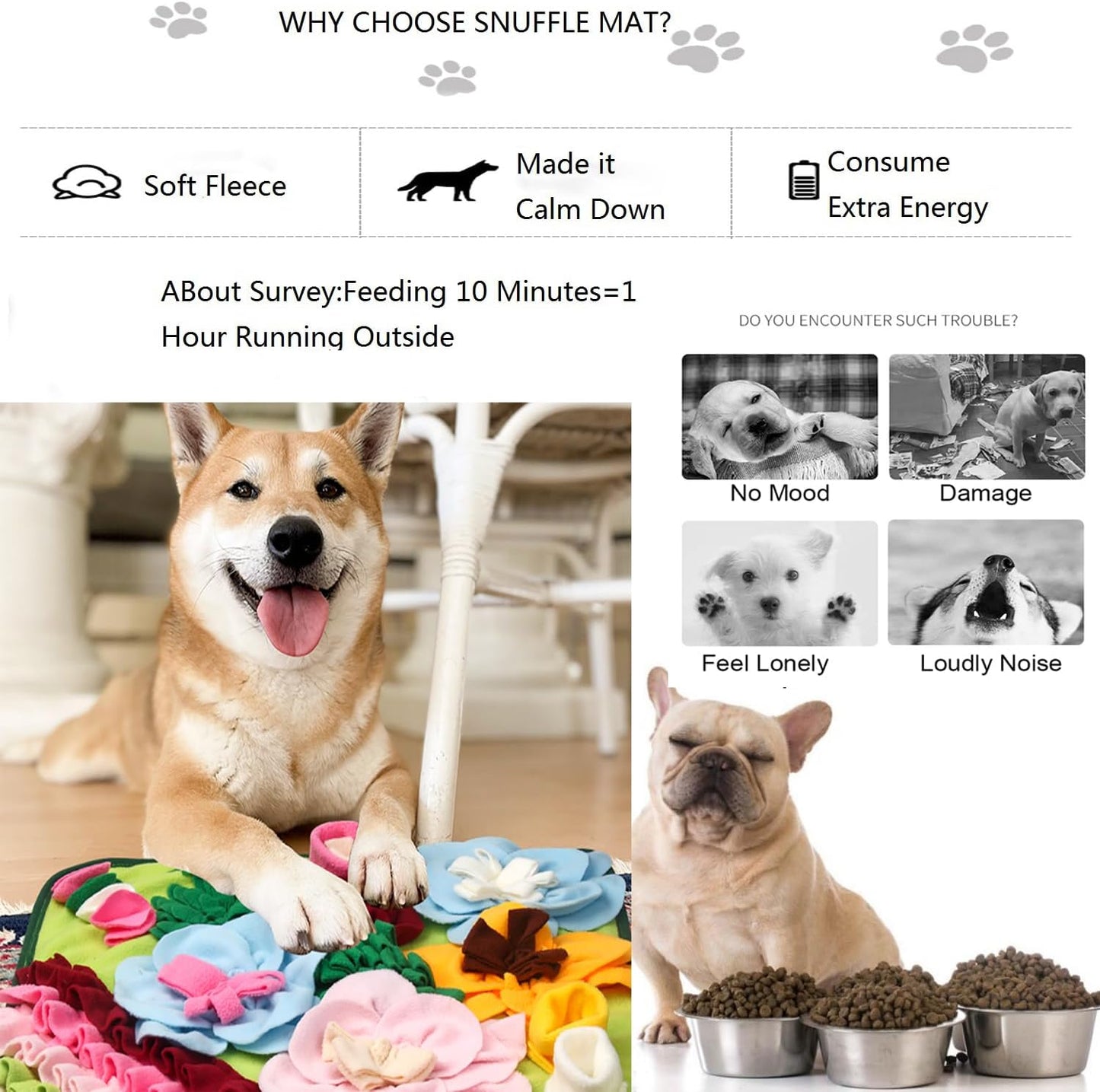 Snuffle Mat Dogs Pet Slow Feeding Mats Puppy Sniffing Pad,Cat Interactive Puzzle Toys for Small,Medium,Large Dogs,Encourages Natural Foraging Skills,Training,Stress Release (Leaf)