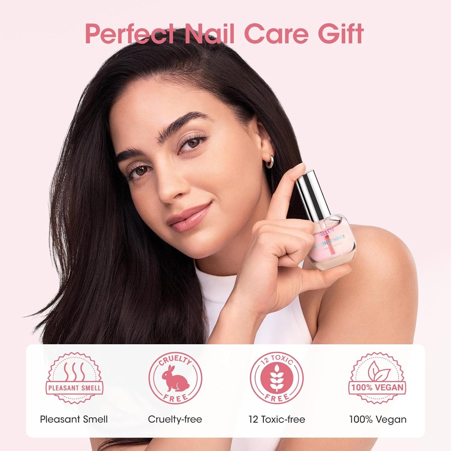 GELLEN Nail Strengthener, 8-In-1 Nail Repair Serum Growth for Thin Brittle Damaged Nails, Non Polish, Air Dry Clear Nail Growth Care Treatment, Keratin Calcium Formula, Cherry Blossom Scent