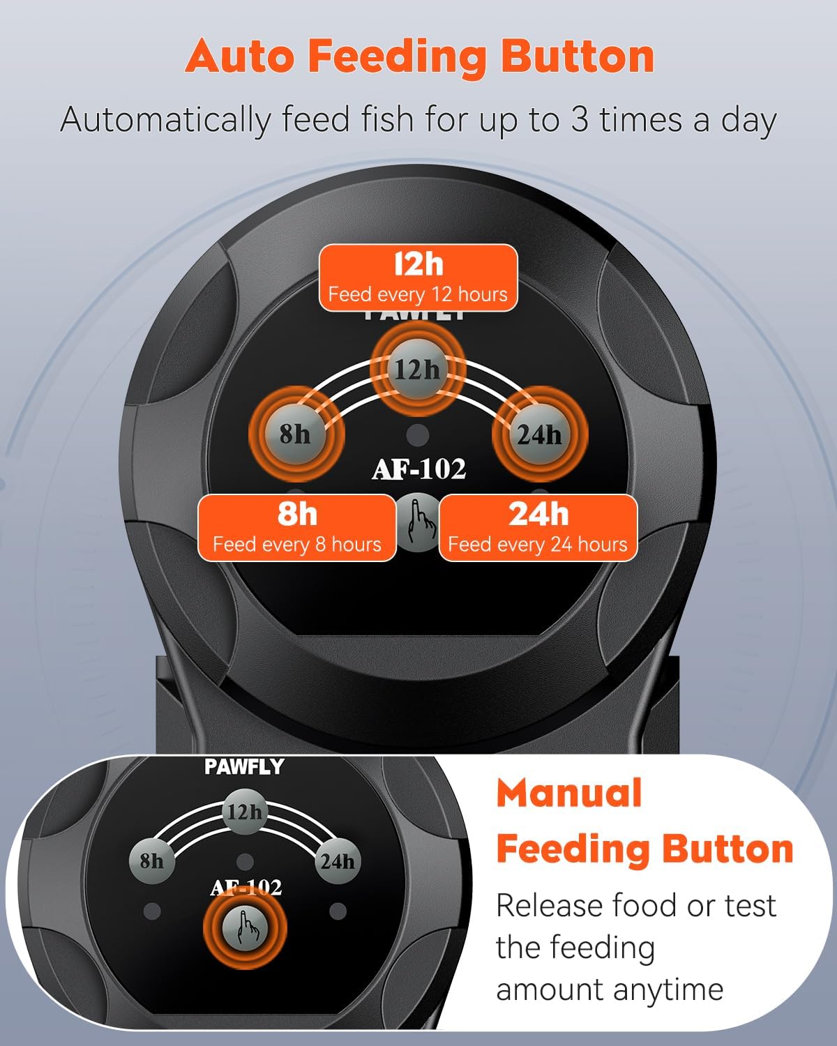 Pawfly Automatic Fish Feeder for Aquarium - Auto Vacation Timer Fish Food Dispenser for Pellets, Flakes & Strips, 100/200 ml Adjustable, Battery Operated (Battery Not Included)