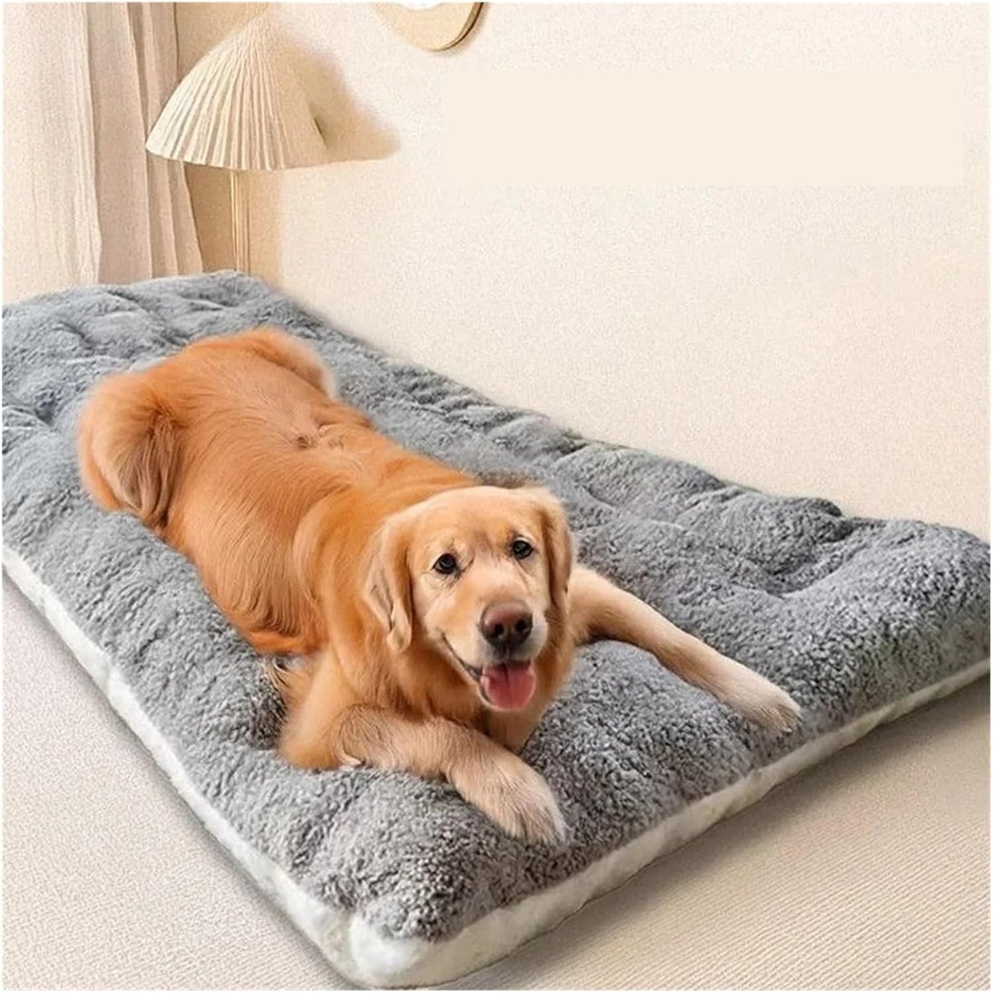 Plush Warm Dog Bed Sofa Thickened Super Soft Polyester Pet Mat Crate Mats for Small Medium Large Dogs Winter Pet Bed Supplies(Camel)