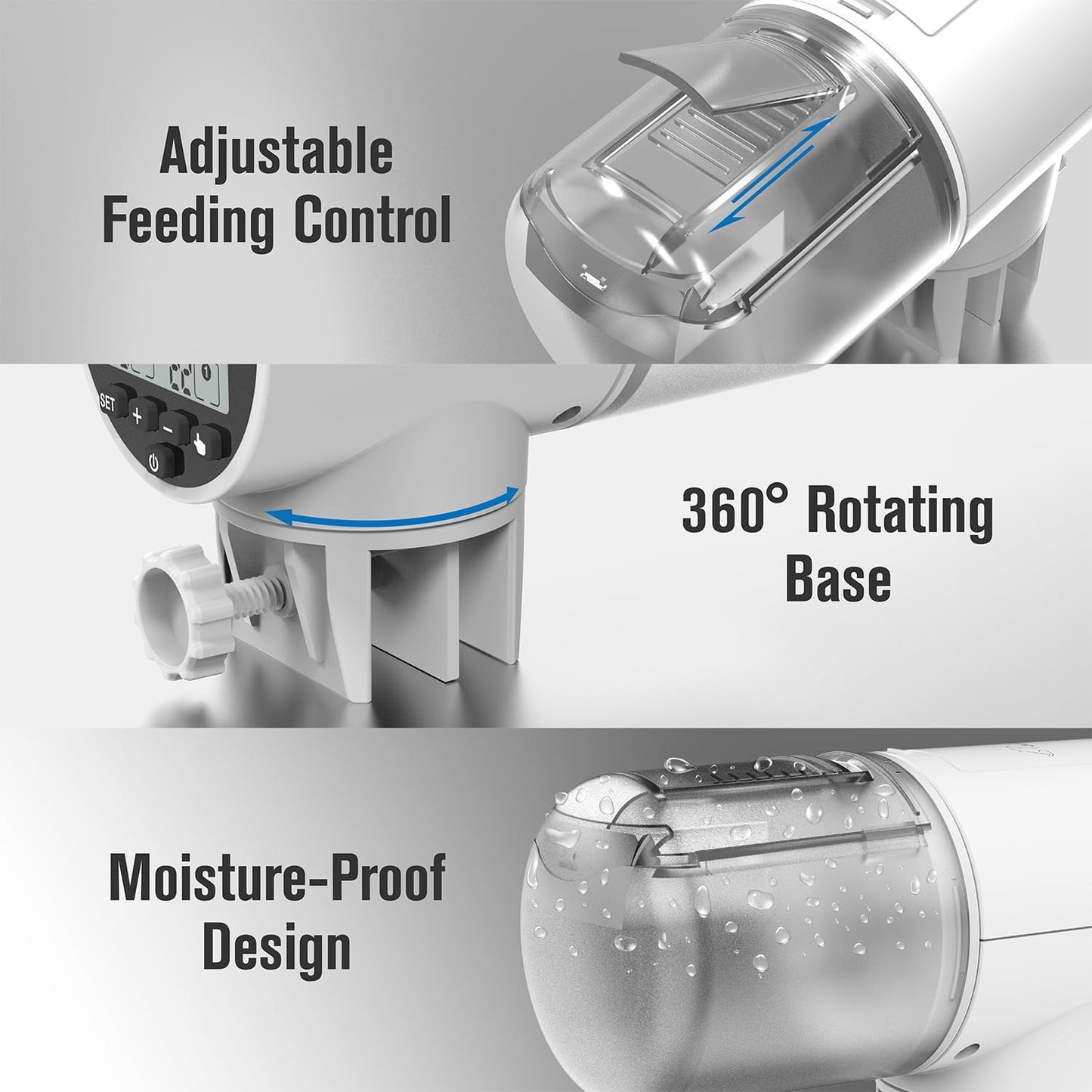 Automatic Fish Feeder Dispenser for Aquarium, 200ml Large Capacity Auto Turtle Fish Feeder for Small Tank, Battery Powered Food Feeding Timer for 7, 14 Day Weekend Vacation, Batteries Included