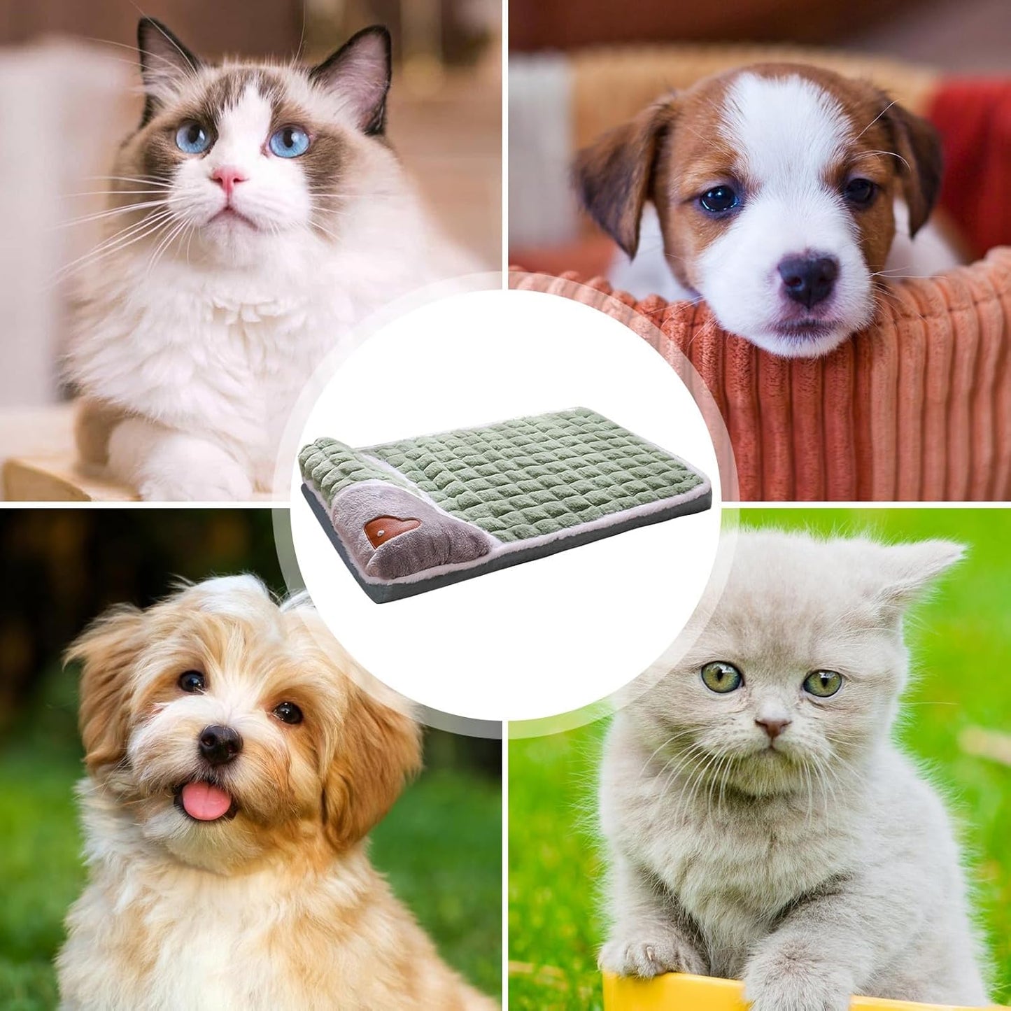 Cat Cushion - Back Support Machine Washable, Indoor Dog Cat Plush Pad, Travel Shelter Backyard Balcony RV Kennel, Sofa Floor Small Medium Large Breeds