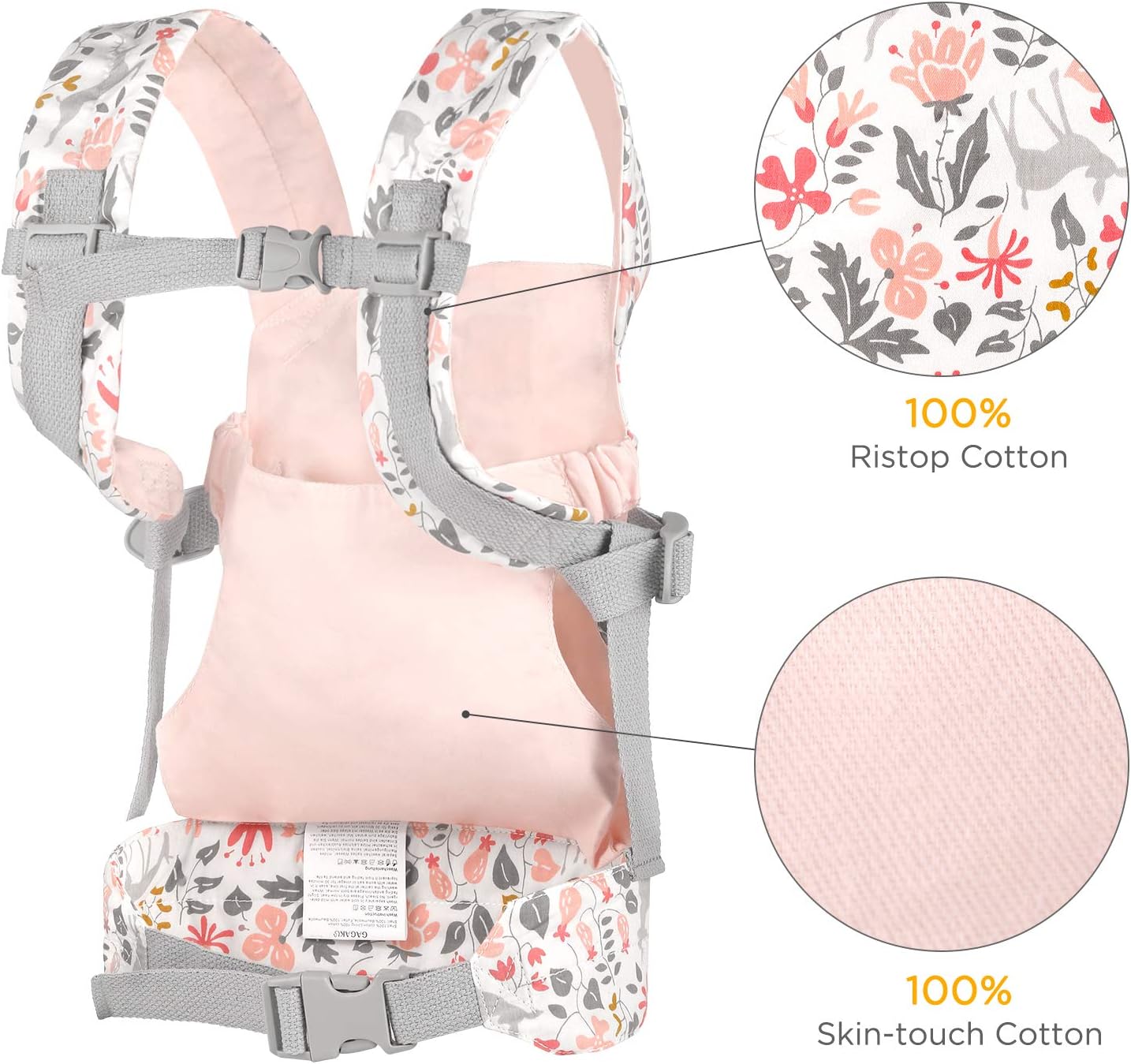 GAGAKU Baby Doll Carrier Front and Back Stuffed Animal Carriers for Little Girls - Pink