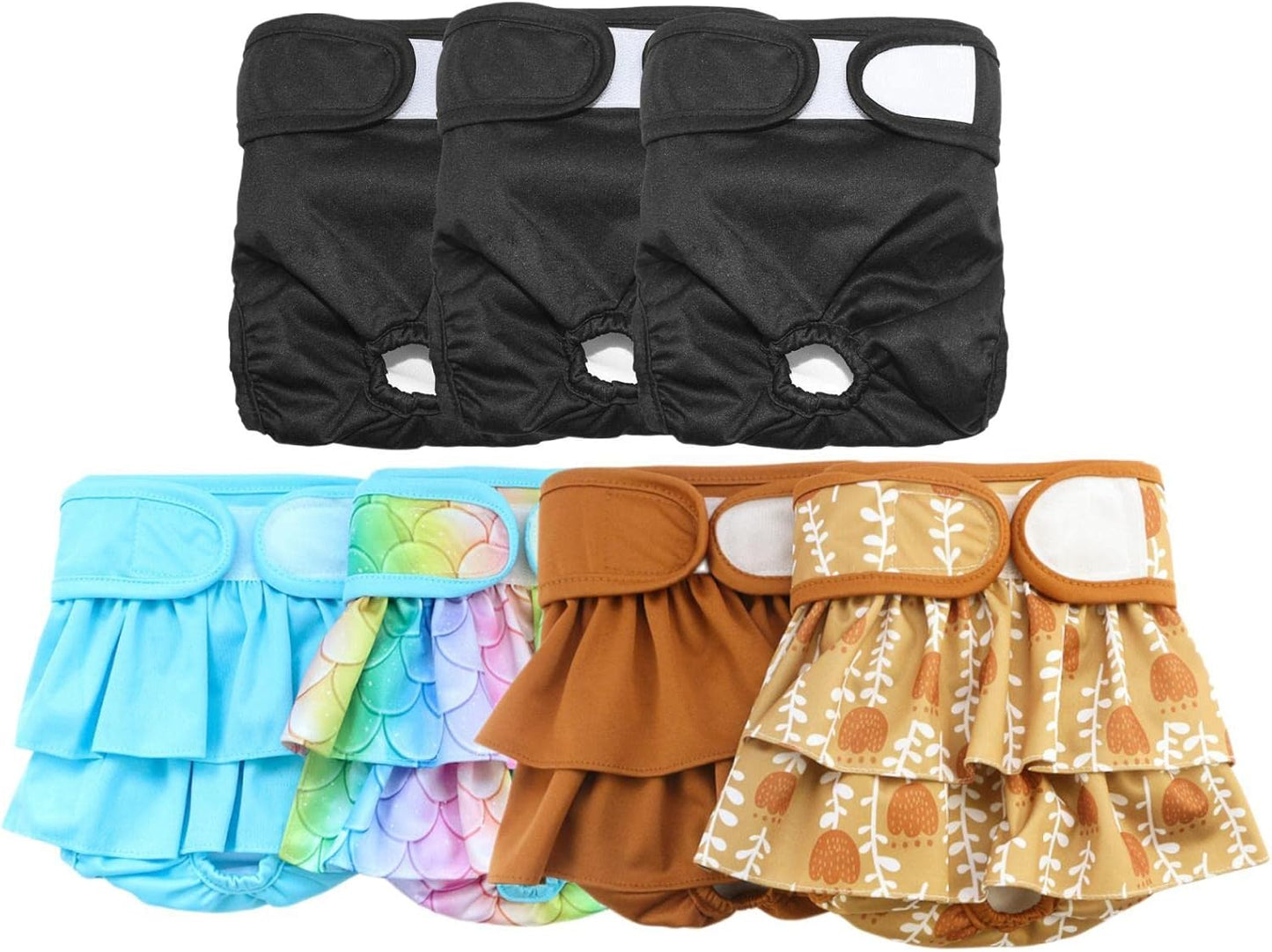 Washable Female Dog Diapers(7 Pack), Premium Comfort Reusable Doggy Diapers, for Female Dog in Period Heat (Style A, S)