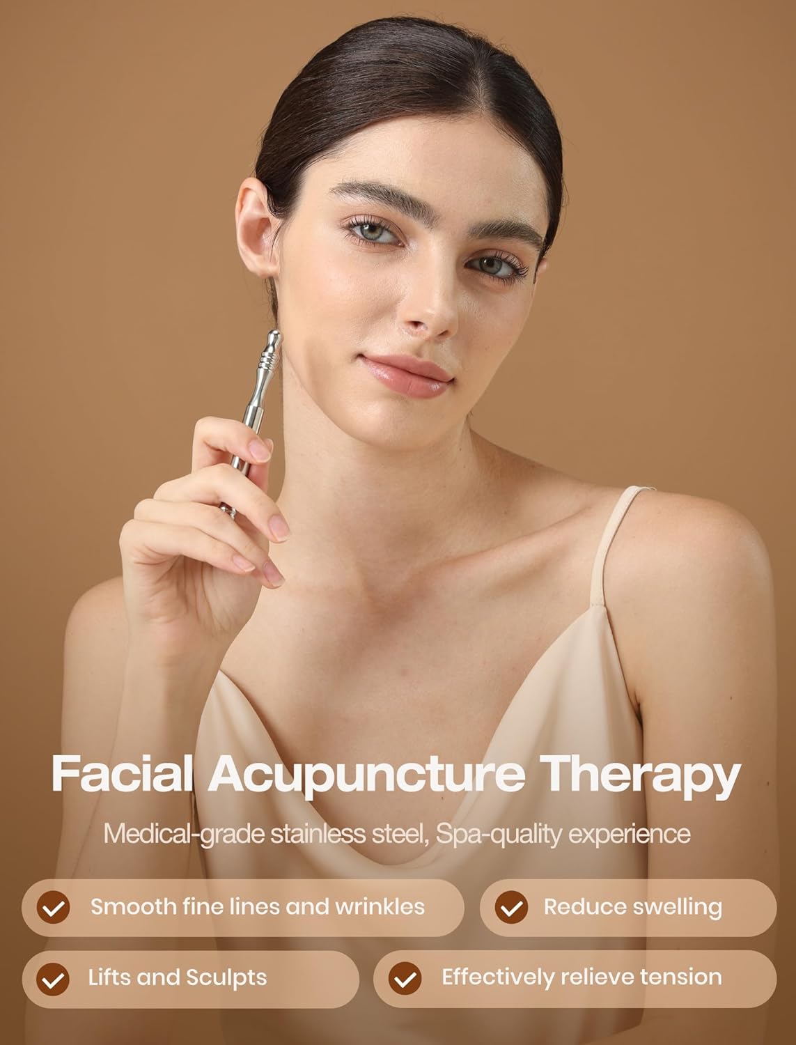 lifechill Stainless Steel Acupuncture Pen, TMJ Relief Products Jaw, Acupressure Pen, Trigger Point Massage Tool for Reflexology, Fascia Release Tools, Pressure Point Massage Tool - Silver