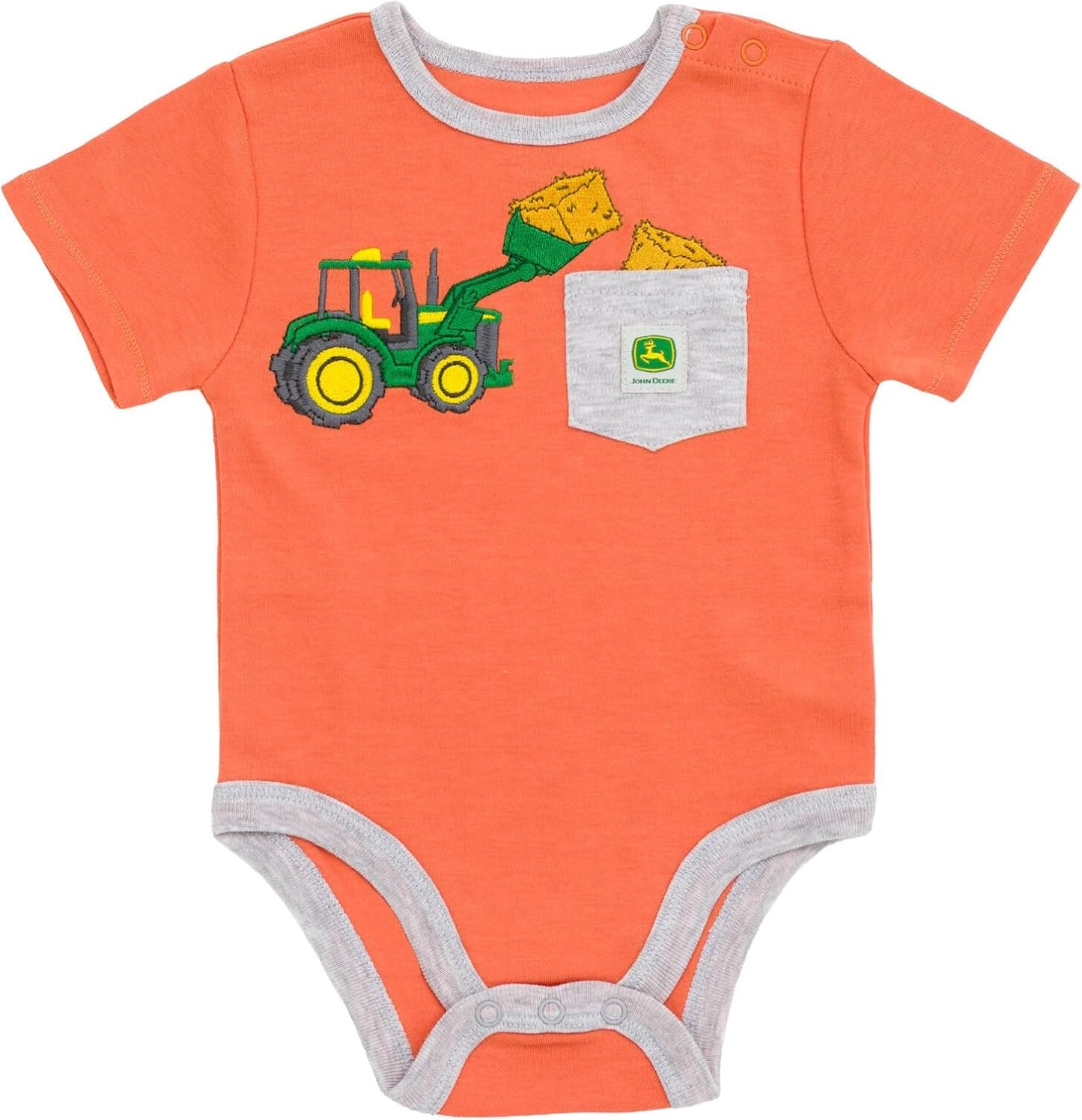 John Deere Farm Animals Tractor Truck Baby 5 Pack Short Sleeve Bodysuits Newborn to Infant Sizes (Newborn - 24 Months)