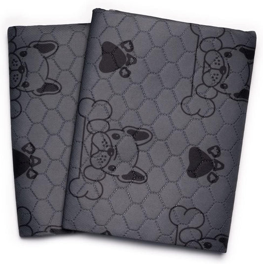 Washable Pee Pads for Dogs (2-Pack) Large 28 in x 35 in, Reusable Quilted Pet Training, Dark Gray Floor Mat Absorbent Whelping Potty and Crate Liner (DK Gray)