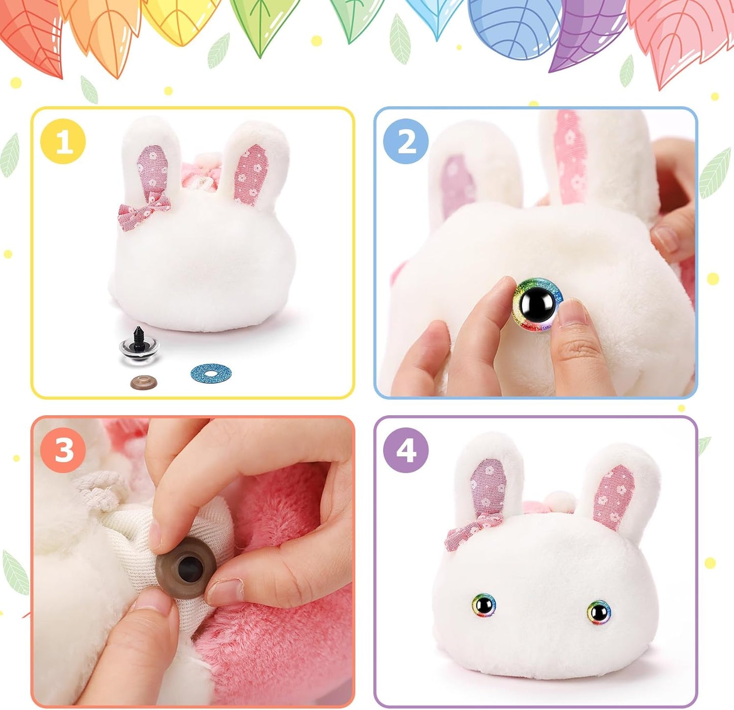 160pcs Rainbow Glitter Safety Eyes for Amigurumi Large Plastic Eye for Stuffed Animals for DIY Dolls Puppets Bear Crafts Animals Amigurumi Making Supplies(Rainbow)