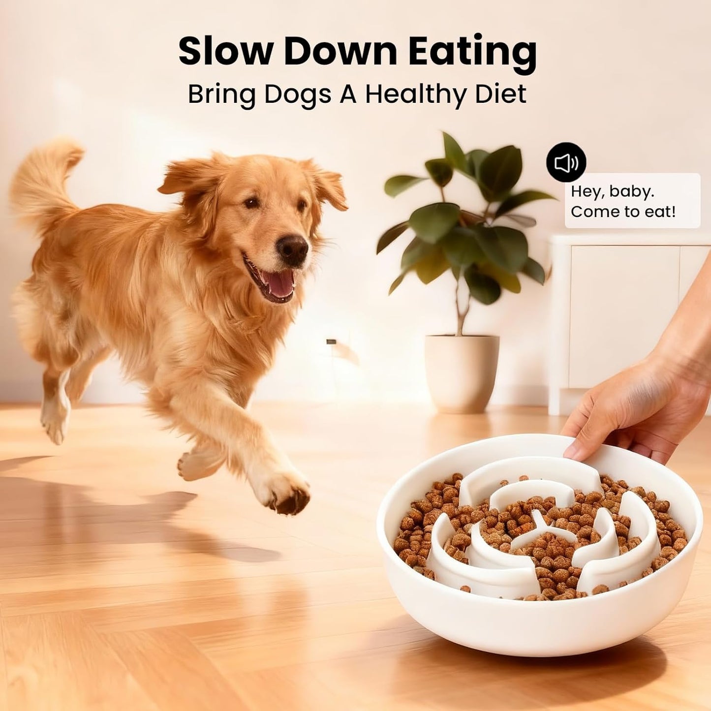 Ceramic Slow Feeder Dog Bowls,2.0 Cups Slow Feeder for Medium Large Breed,Puzzle Dog Food Bowl to Slow Down Eating, Anti-Gulping, Stop Bloat,Preventing Choking,8in,White