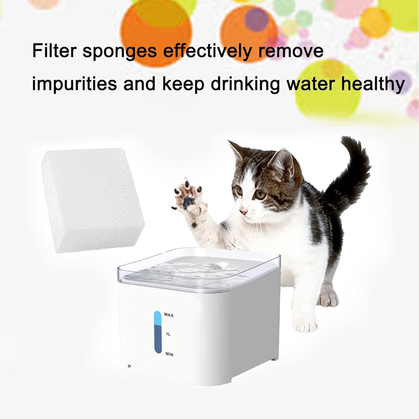 Cat Water Fountain Sponge Filters, Replacement Foam Filters Compatible with 67oz/2L Pet Dog Drinking Fountain (Pack of 24)