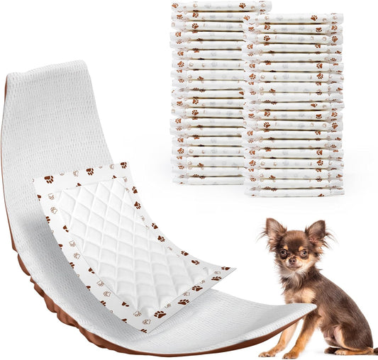 MICOOYO Dog Diaper Liners, Dog Diaper Pads, Disposable Dogs Booster Pads for Puppy, Belly Band Dogs Diapers Liners Male Doggie Diapers Inserts (Paws, XS 50Count)