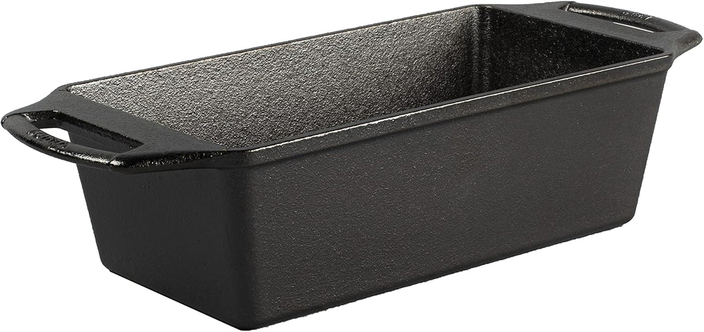 Lodge Seasoned Cast Iron Loaf Pan - Pre-Seasoned Rectangular Cast Iron Bakeware- Even Browning Bread Pan with Easy-Release Finish - PFAS-Free Non-Toxic Cookware - 8.5 Inches