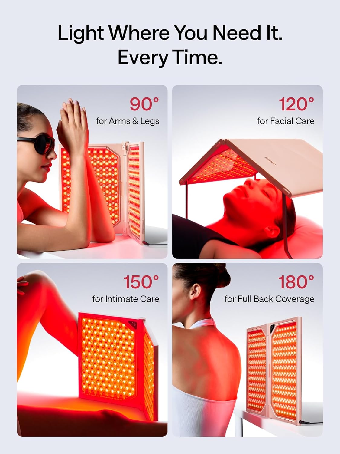 JMOON by Ulike ReGlow Max, Red Light Therapy for Face, Medical-Grade Red Light Therapy for Anti-aging, Blue Light Therapy for Acne | 3 Modes, 464 LEDs, 1040 cm² Large Area for Full-Body Care, Foldable
