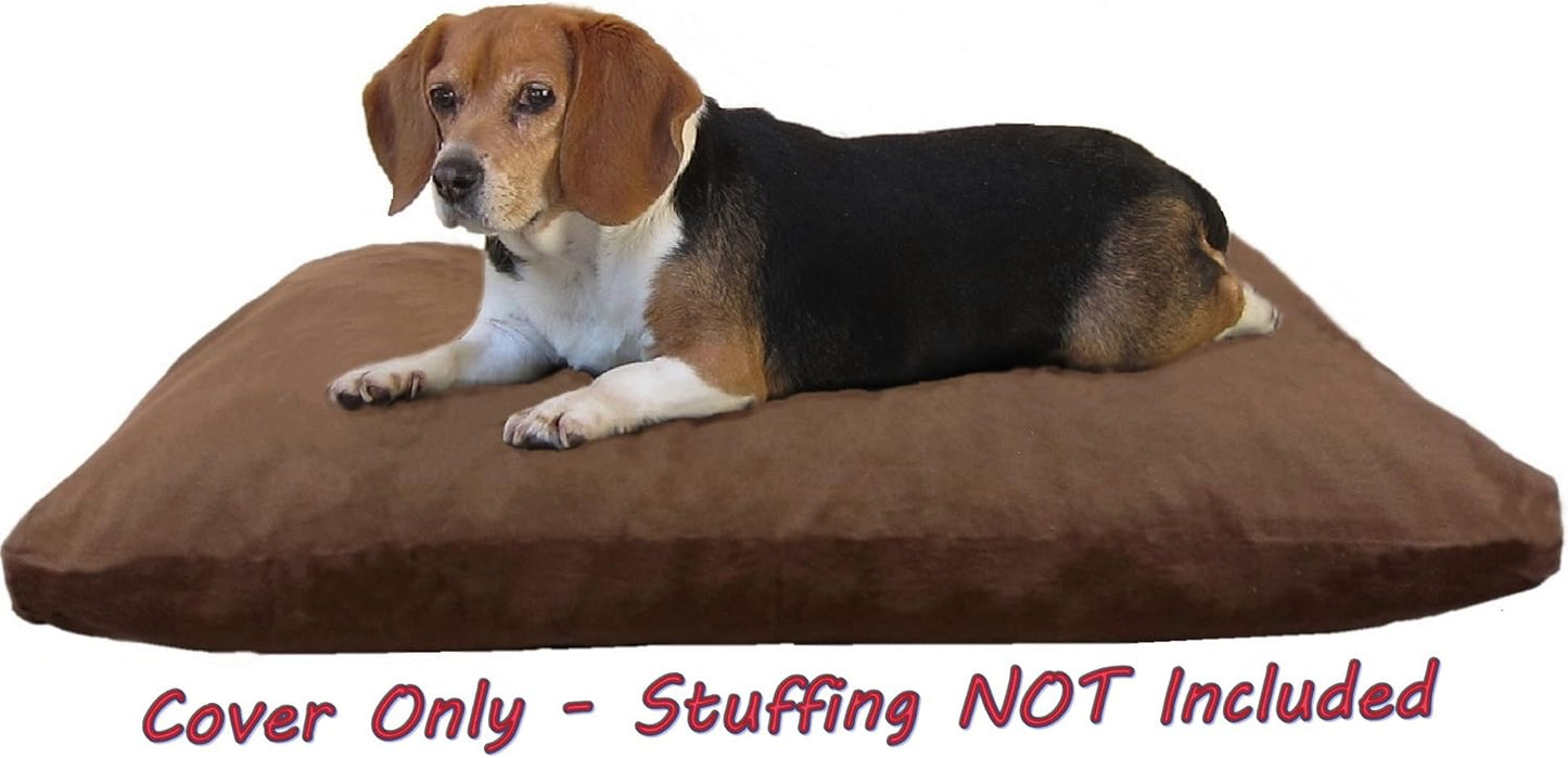 Dogbed4less 41X27X4 Inches Large Size Brown Color Denim Jean Dog Pet Bed External Zipper Cover - Replacement Cover only