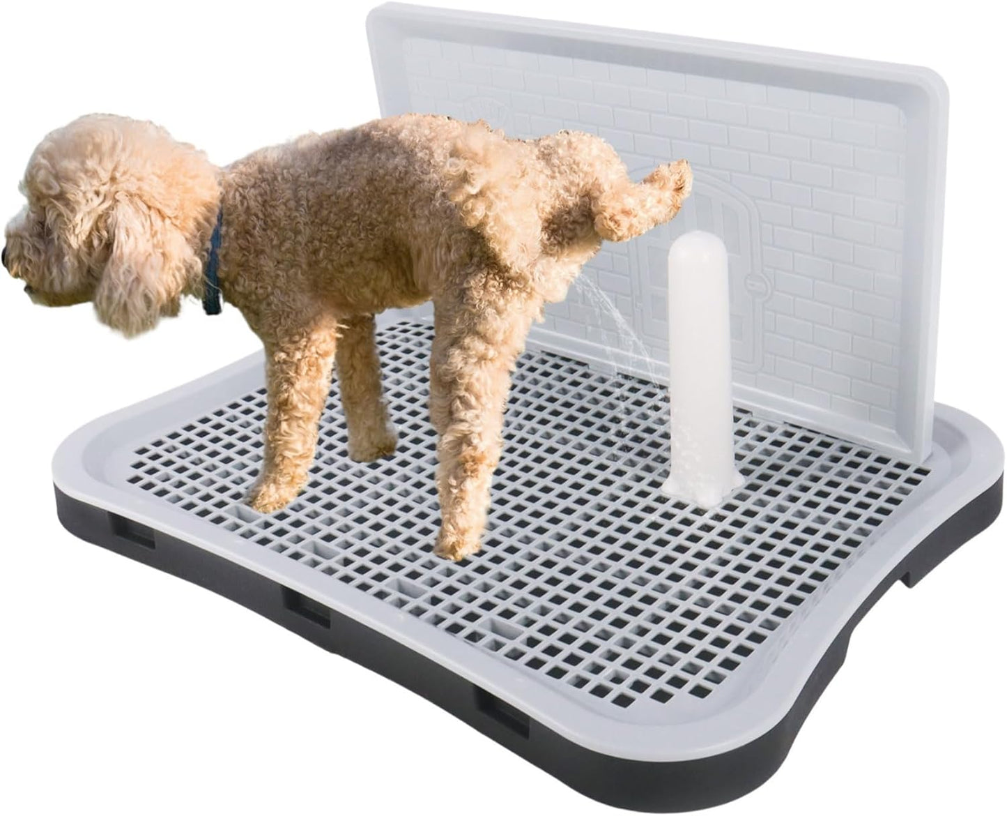 Pee Pad Holder, Puppy Pad Holder, Indoor Dog Potty with Splash Guard & Center Post, Pee Pad Holder for Small and Medium-Sized Dogs 20.1"X15.5" (Gray)