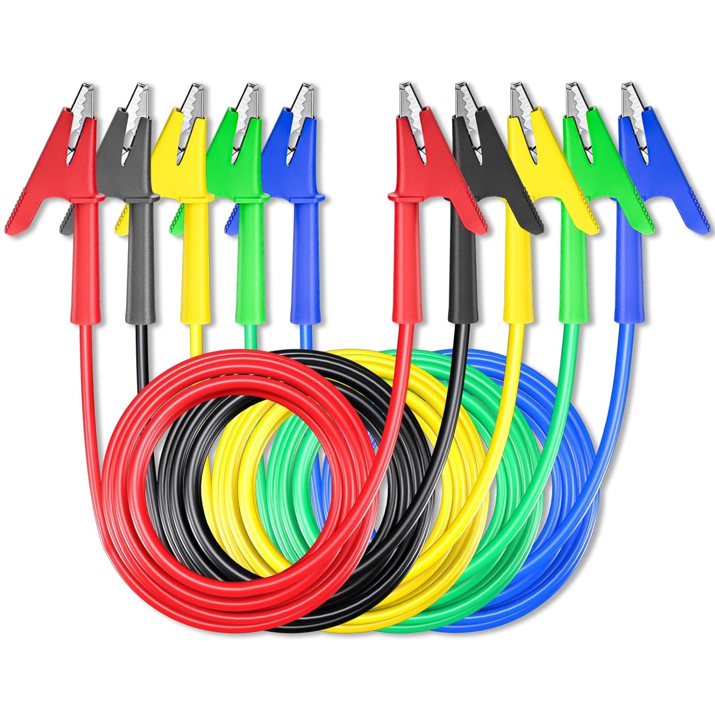 Goupchn 5PCS Alligator Clips Electrical Test Leads Dual Ended Crocodile Wire Cable with Insulators Clips Test Flexible Copper Cable for Electrical Testing 3m/10ft