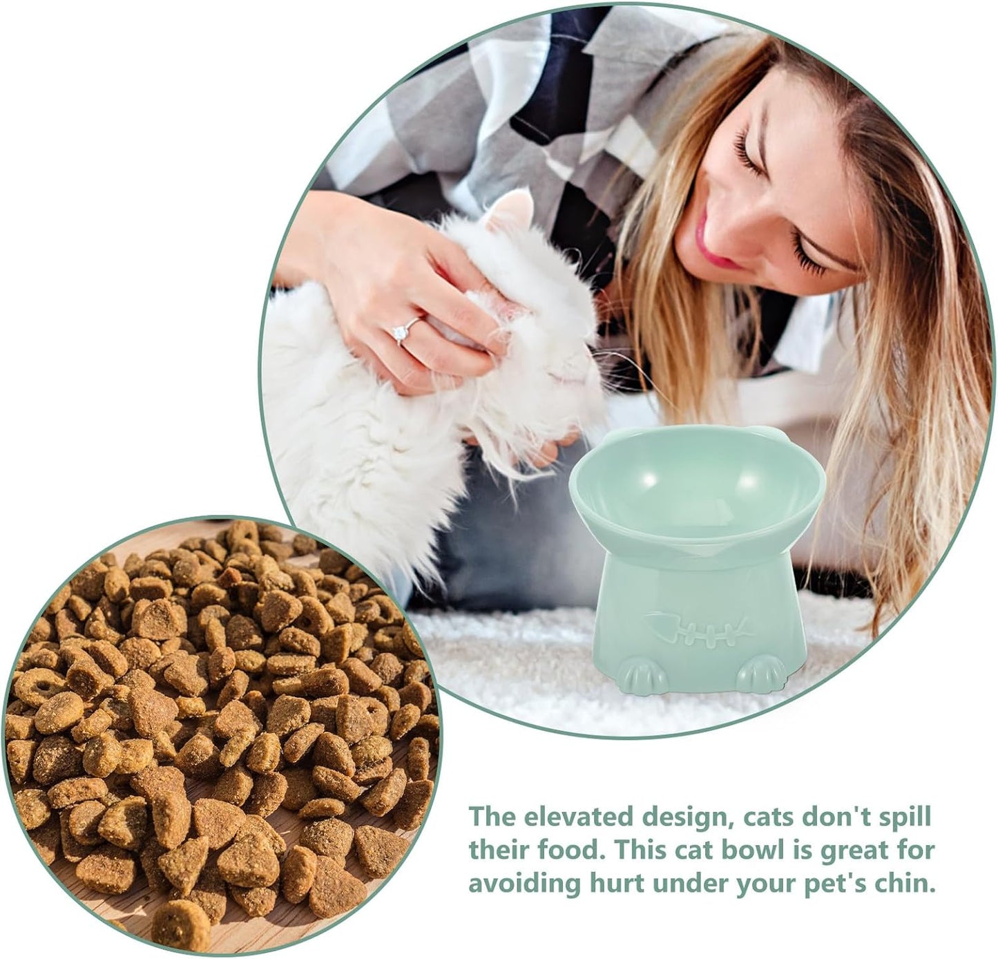 Milisten Raised Tilted Cat Food Bowl with Neck Guard 6cm Elevated Blue Pet Feeder for Indoor Cats Anti-Spill Raised Food Bowl and Small Dogs