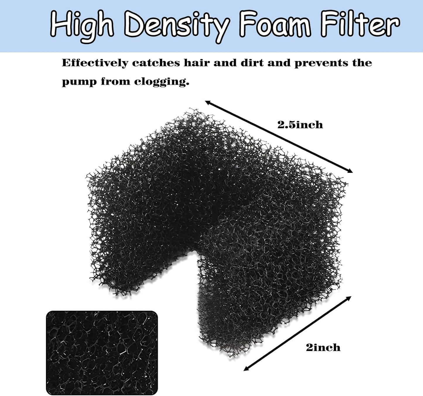 10 Pack Foam Filters for PetSafe Viva Pet Water Fountain – Black Replacement Filters for Pet Drinking Fountain