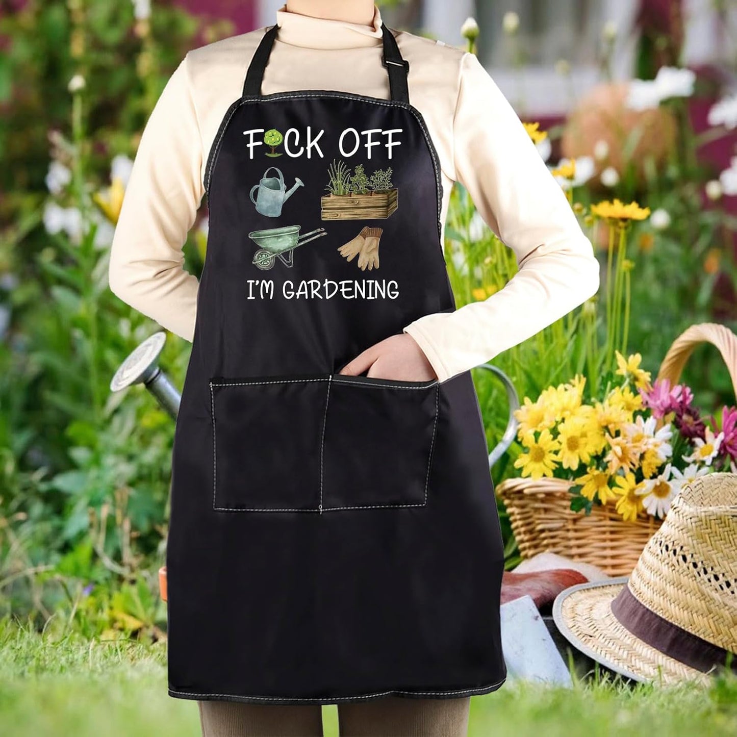 WCGXKO Gardening Garden Apron Gardener Gift F*ck Off I'm Gardening Apron Plant Lover Gift