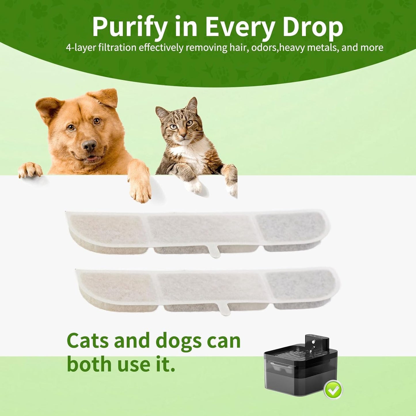 Cat Fountain Filter, 12 Packs Fountain Filter Replacement Compatible With 2.5 L DownyPaws Drinking Fountain for Cat Wireless DPWFP6/DPWFP6SS