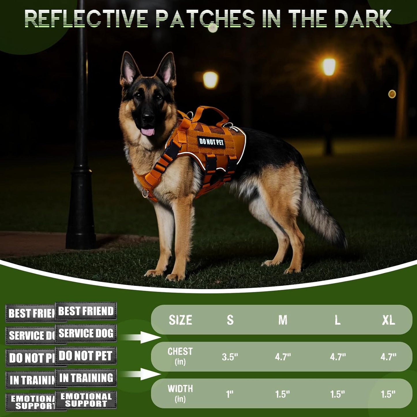WINSEE Mesh Dog Harness with 10 Pet Patches for Small Service Dog in Training, Breathable Tactical Molle Vest with Double Handle, Reflective Military Pet Vest for Walking Hiking
