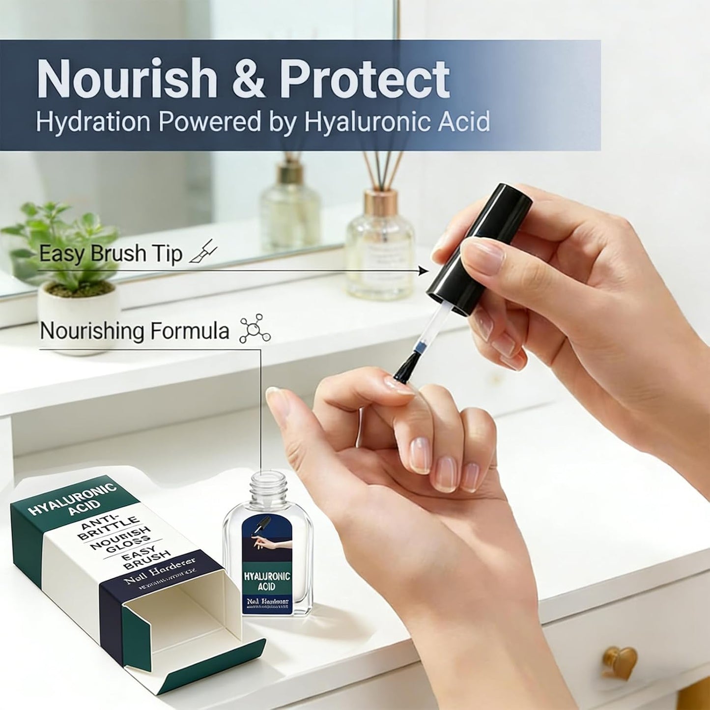 Hyaluronic Acid Nail Care Cuticle Oil, Multi-Purpose Nail Repair, Dry Cuticle Care, Strengthens, Repairs Fast Growth, 2pcs