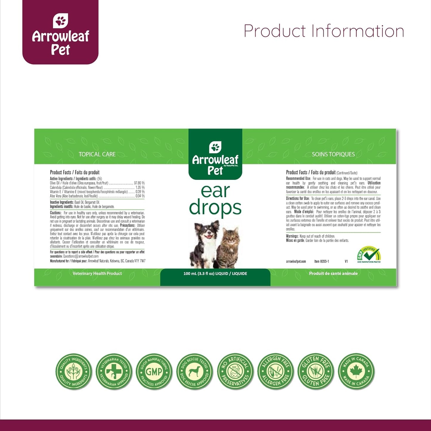Ear Drops | Healthy Ear Support for Cats and Dogs | Itchy Ears | Cleaning | Swimming | 100mL