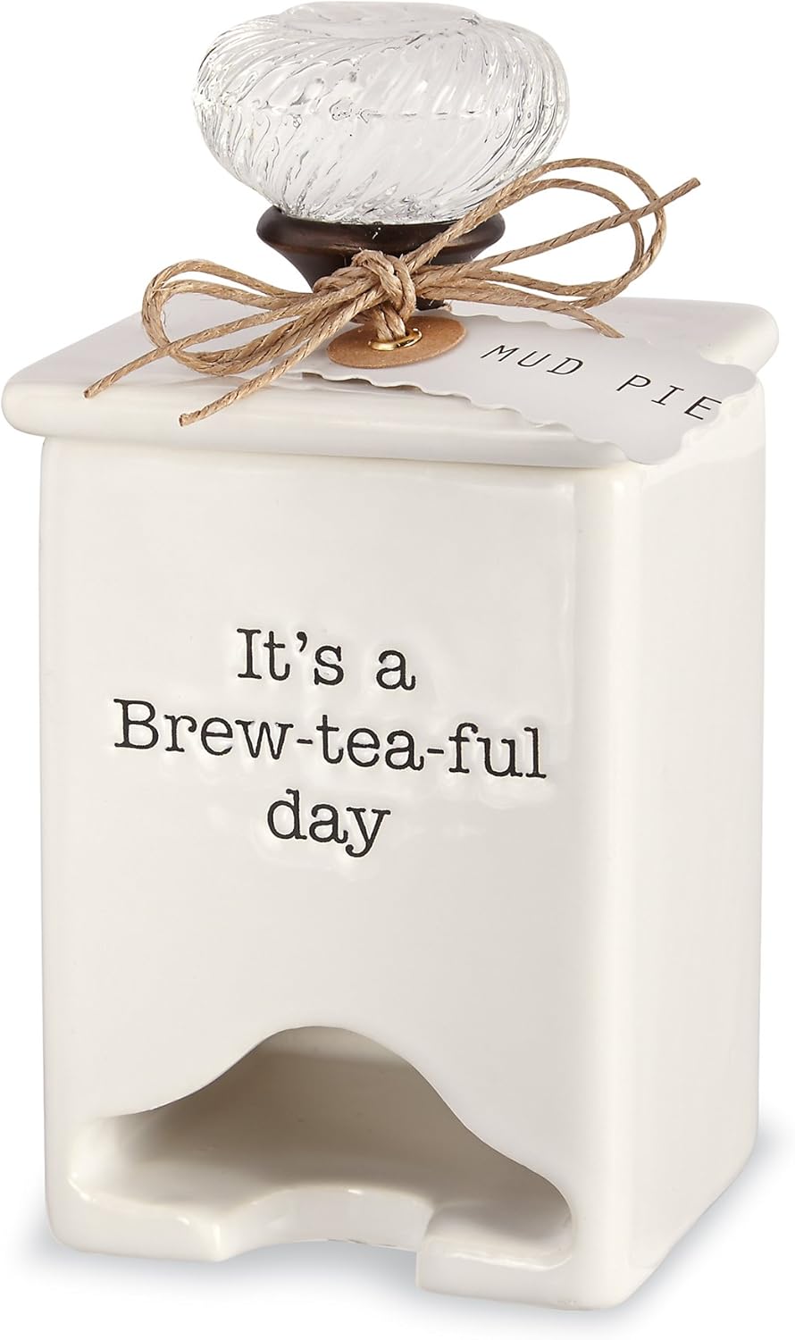 Mud Pie FBA_ Ceramic Tea Bag Caddy, White