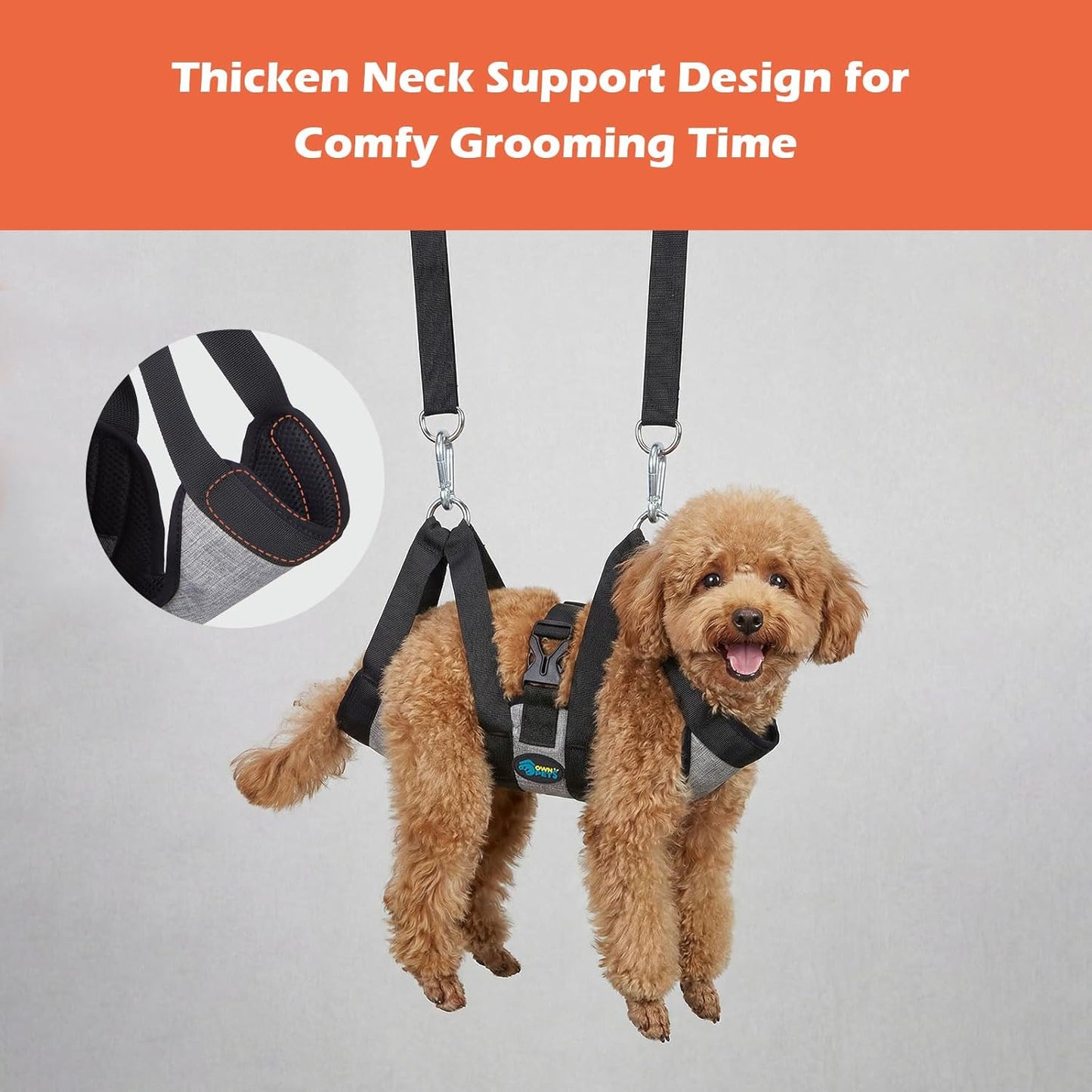Ownpets Pet Grooming Hammock, Breathable Dog Grooming Hammock with Carabiners, Pet Grooming Harness Sling for Grooming, Hair Nail Trimming Cutting & More, M