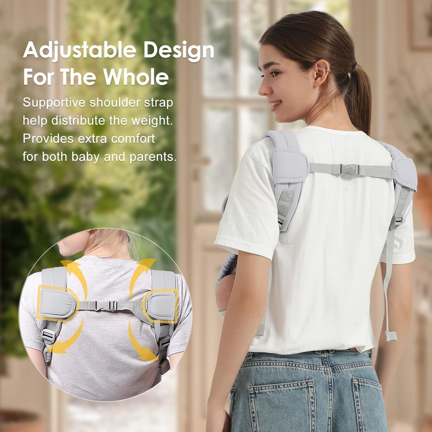 Baby Carrier Newborn to Toddler(7-30lbs), Toddler Carrier with Adjustable Shoulder Strap, Baby Holder Carrier with Breathable Mesh Fabric, Grey