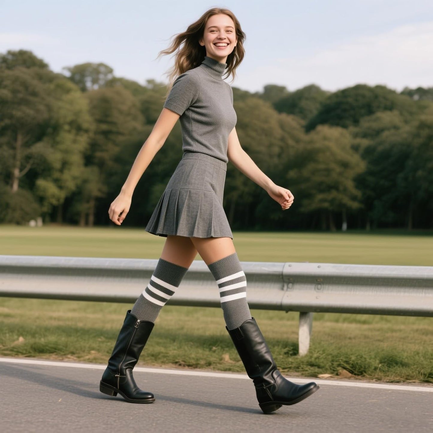 Zando Women's 6-Pack Cotton Thigh High Over Knee Socks - Striped Boot Socks & Leg Warmers for Daily, Sports, Cosplay