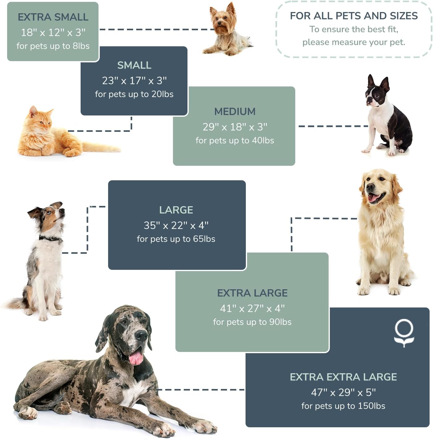 Naturepedic Organic Large Pet Bed - Super Plush Dog & Cat Beds - Ultra Supportive Dog Bed Mat - Ideal Pet Bed with No Polyurethane Foam - 35" x 22" x 4"