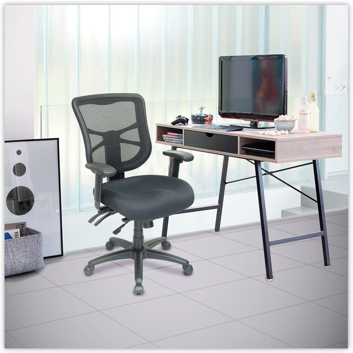 Alera Elusion Series Mesh Mid-Back Multifunction Chair, Black